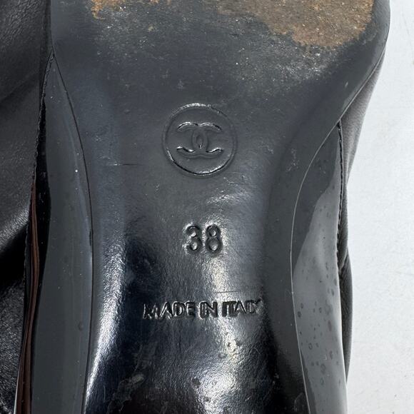 CHANEL Lambskin Leather Knee High  Cap Toe Riding Boots (box + dustbag) - Picture 13 of 16